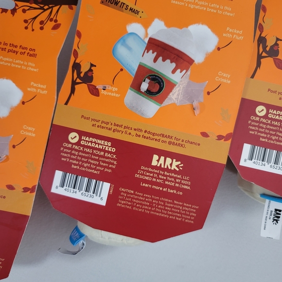 (3) BARK Whipped Pumpkin Latte Dog Toy - Picture 6 of 16